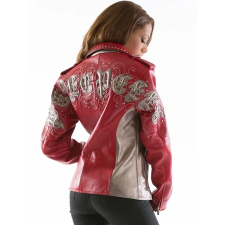 Pelle Pelle Red Women Studded Leather Jacket