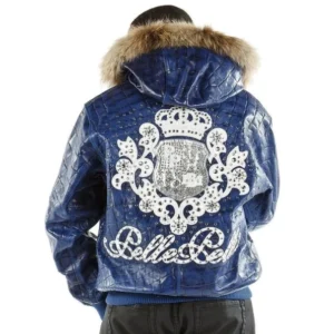 Pelle Pelle Crest Men Croc Leather Jacket | Fur Hood Jacket