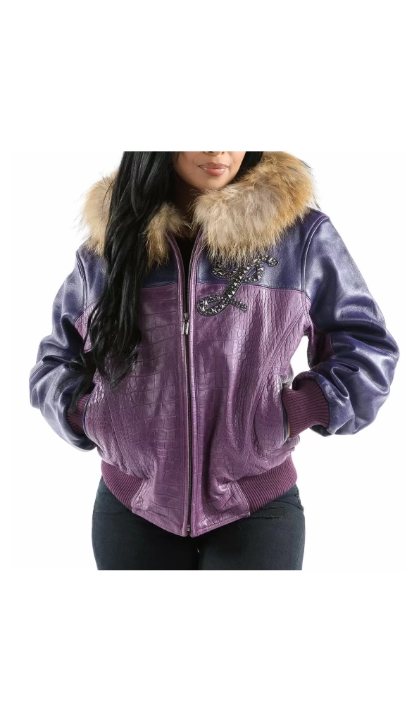 Pelle Pelle Purple Hooded Leather Jacket | Women Jacket