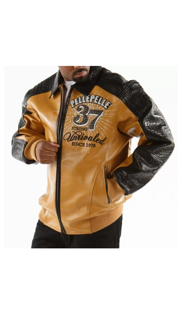 Pelle Pelle Unrivaled Men Leather Jacket | Yellow & Black