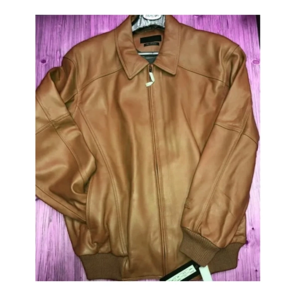 Pelle Pelle Brown Plain Leather Jacket | Men & Women view 2