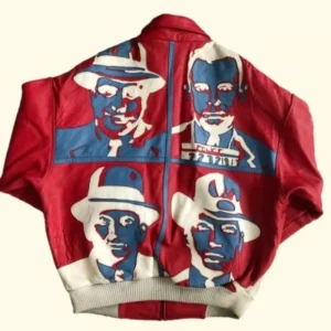Pelle Pelle Face Printed Leather Jacket | Red & White view 2