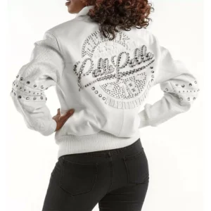 Pelle Pelle White MB Studded Leather Jacket | Women Jacket view 2