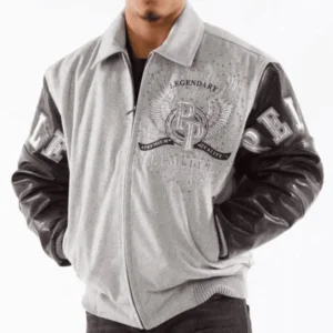 Pelle Pelle Legendary Men Grey Studs Jacket | Leather & Wool view 2