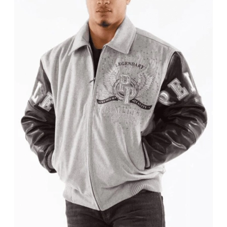 Pelle Pelle Legendary Men Grey Studs Jacket