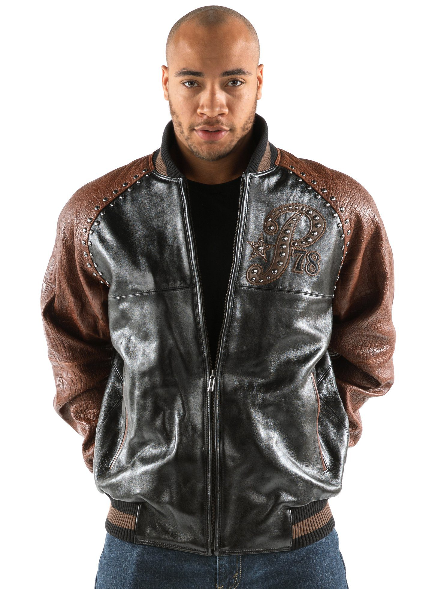 Pelle Pelle Studded Varsity Leather Jacket | Men Jacket