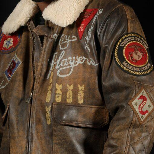 Pelle Pelle My Player Aviator Leather Jacket | Brown Jacket view 3