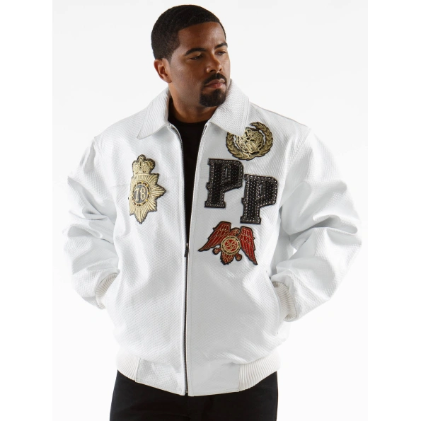 Pelle Pelle Patches MB White Leather Jacket