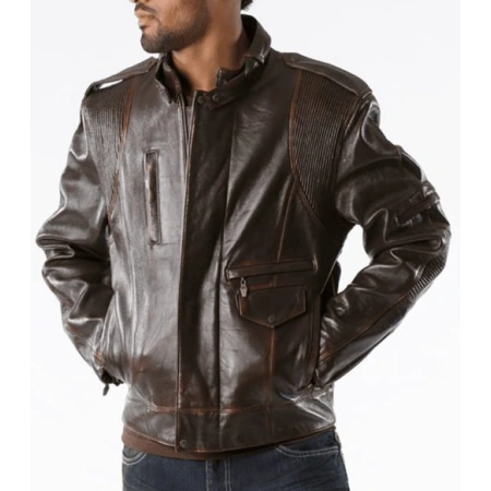 Pelle Pelle Dark Brown Men Biker Jacket