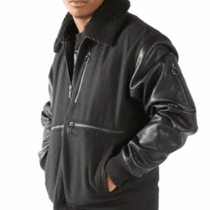 Pelle Pelle Men Black Fur Collar Jacket | Leather & Wool view 3