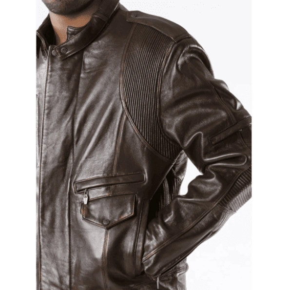 Pelle Pelle Dark Brown Men Biker Jacket