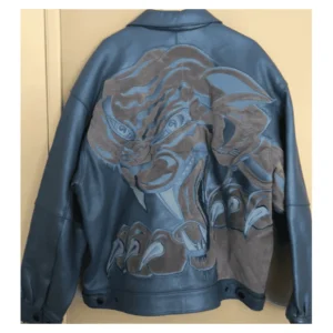Pelle Pelle Metallic Puma MB Leather Jacket | Blue Jacket view 2