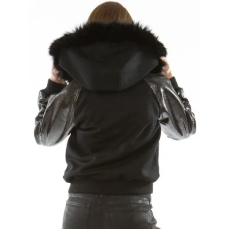 Pelle Pelle Black Fur Hood Women Jacket