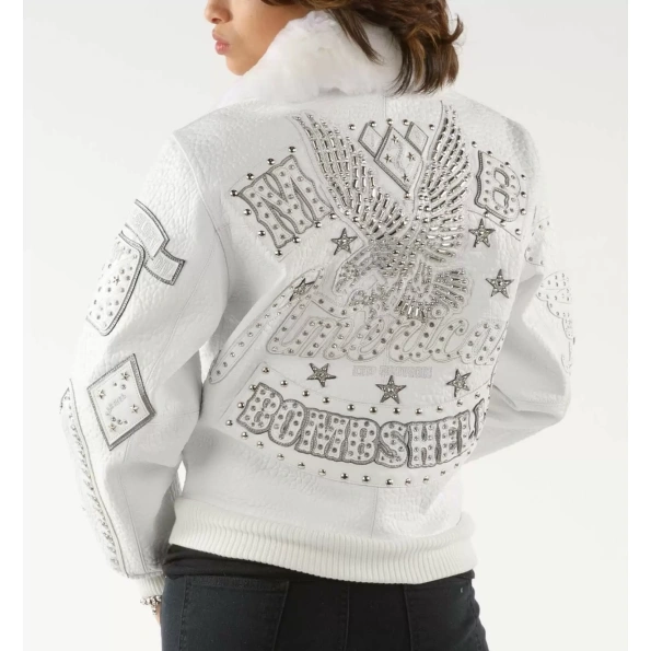 Pelle Pelle White Bombshell Leather Jacket | Fur Collar view 2