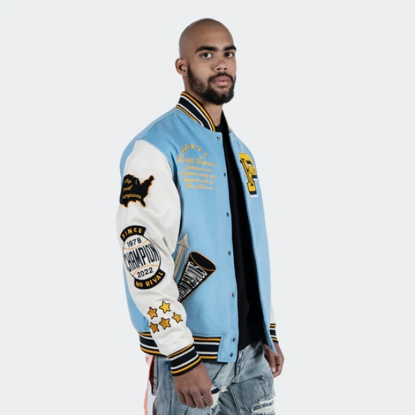 Pelle Pelle Champion Light Blue Wool Jacket | Varsity Jacket view 4