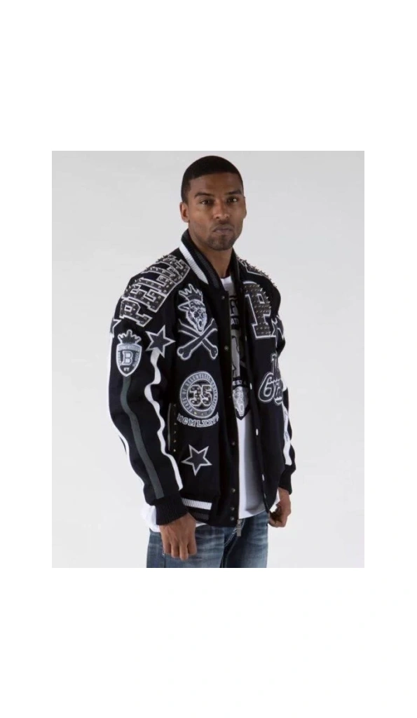 Pelle Pelle Men Navy Blue Varsity Jacket | 35th Anniversary