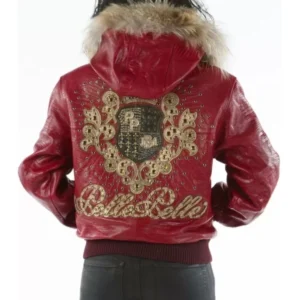 Pelle Pelle Red Fur Hood Leather Jacket | Women Jacket