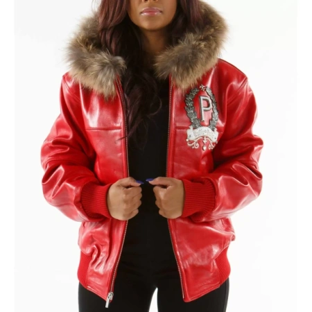 Pelle Pelle Women Red Fur Hooded Jacket