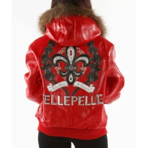 Pelle Pelle Women Red Fur Hooded Jacket | Live Like A Queen