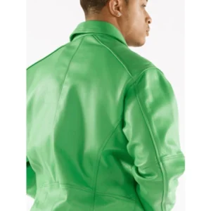 Pelle Pelle Men Plain Green Leather Jacket | Plush Jacket view 4