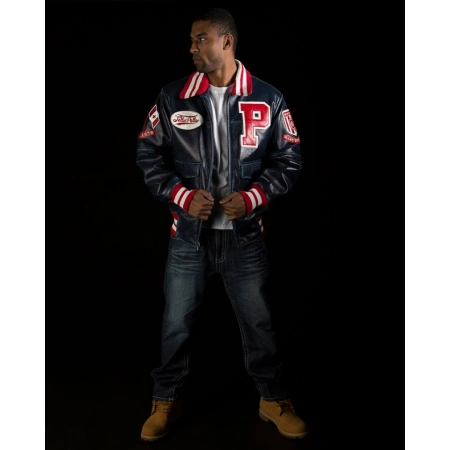 Pelle Pelle Men Navy Blue MB Varsity Jacket