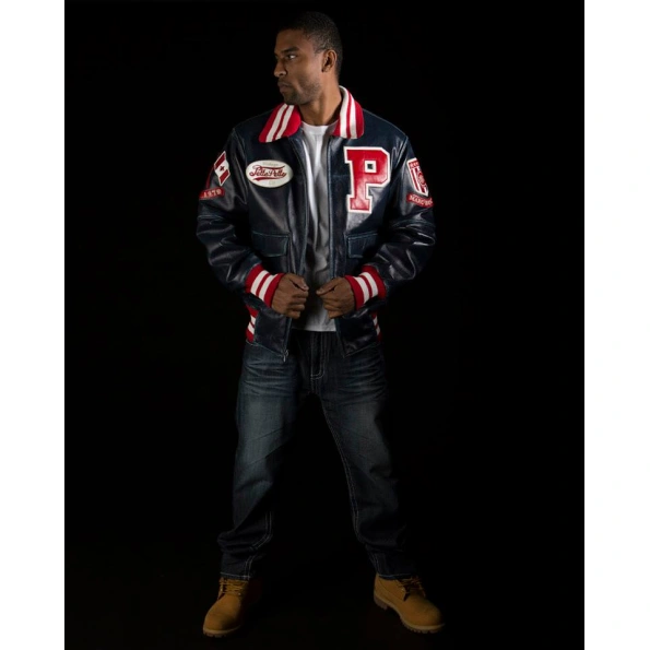 Pelle Pelle Men Navy Blue MB Varsity Jacket