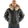 Pelle Pelle Black Encrusted Fur Hood Jacket