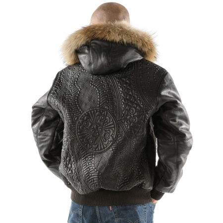 Pelle Pelle Black Encrusted Fur Hood Jacket