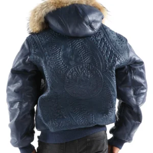 Pelle Pelle Men Navy Blue Encrusted Jacket | Leather Jacket