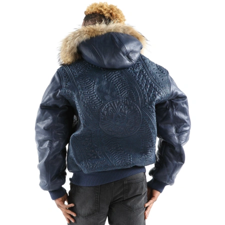 Pelle Pelle Men Navy Blue Encrusted Jacket