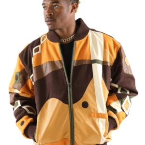 Pelle Pelle Yellow Abstract Leather Jacket | Men Jacket view 3