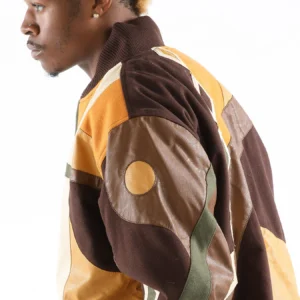 Pelle Pelle Yellow Abstract Leather Jacket | Men Jacket view 4