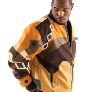 Pelle Pelle Yellow Abstract Leather Jacket | Men Jacket