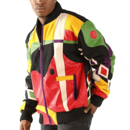 Pelle Pelle Multicolor Abstract Leather Jacket