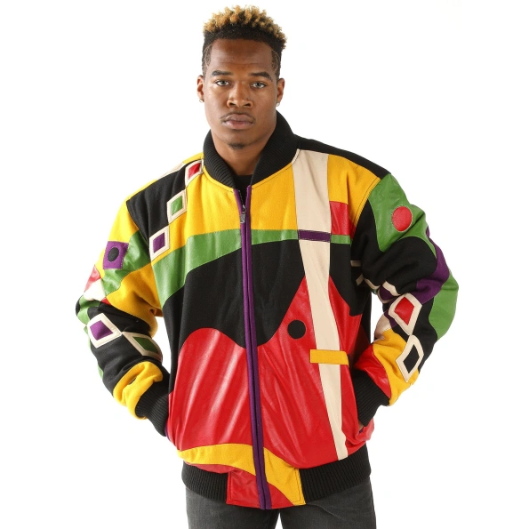 Pelle Pelle Multicolor Abstract Leather Jacket