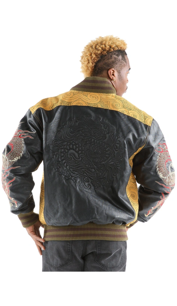 Pelle Pelle Men Yellow Dragon Varsity Jacket