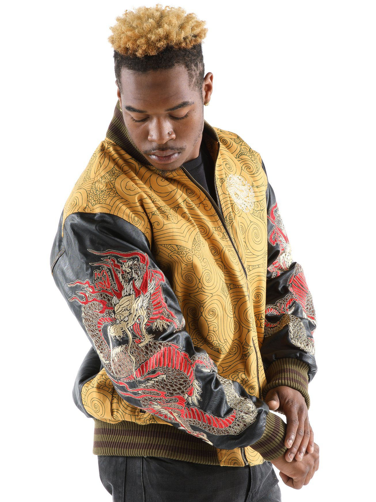 Pelle Pelle Men Yellow Dragon Varsity Jacket view 3