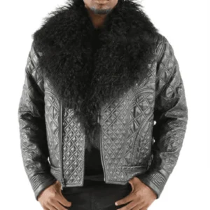 Pelle Pelle Grey Quilted Fur Collar Jacket | Men Jacket view 2