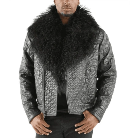 Pelle Pelle Grey Quilted Fur Collar Jacket