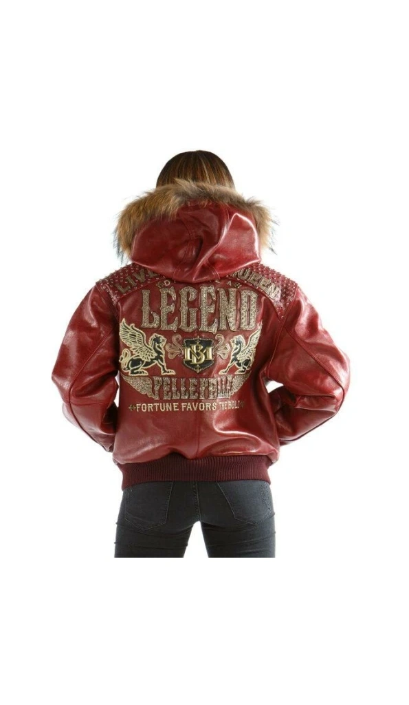 Pelle Pelle Women Legend Maroon Leather Jacket | Fur Hood
