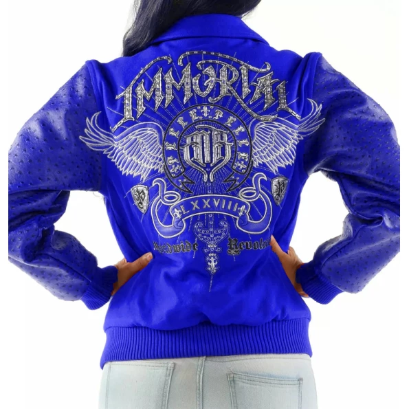 PELLE PELLE IMMORITAL BLUE WOOL LEATHER JACKET view 1