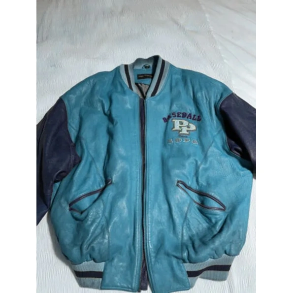 Pelle Pelle Baseball Champion Blue Leather Jacket