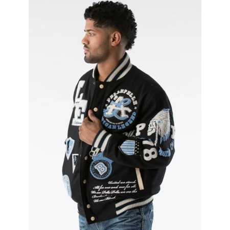 Pelle Pelle Men Black Legend Varsity Jacket