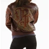 Pelle Pelle Dark Brown Studs Fur Collar Jacket