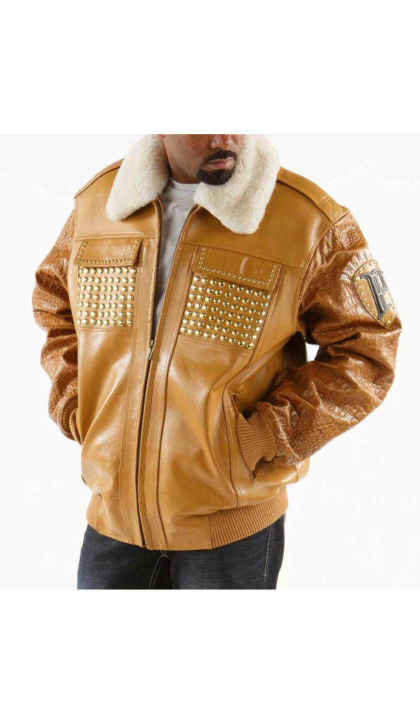 Pelle Pelle Light Brown Studded MB Jacket | Men Jacket