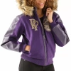 Pelle Pelle MB Purple Wool Fur Hood Jacket