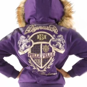 Pelle Pelle MB Purple Wool Fur Hood Jacket view 2
