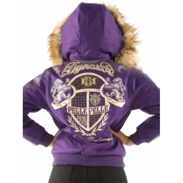 Pelle Pelle MB Purple Wool Fur Hood Jacket