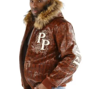 Pelle Pelle Brown Shoulder Crest MB Jacket | Fur Hood Jacket view 1