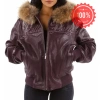 Pelle Pelle Women Purple Fur Hood Jacket